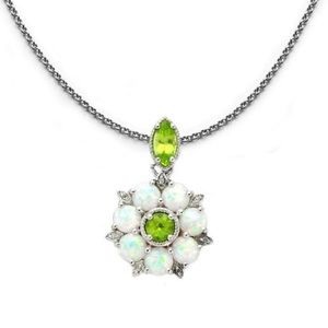 Silver Ethiopian Opal, Topaz & Peridot Pendant